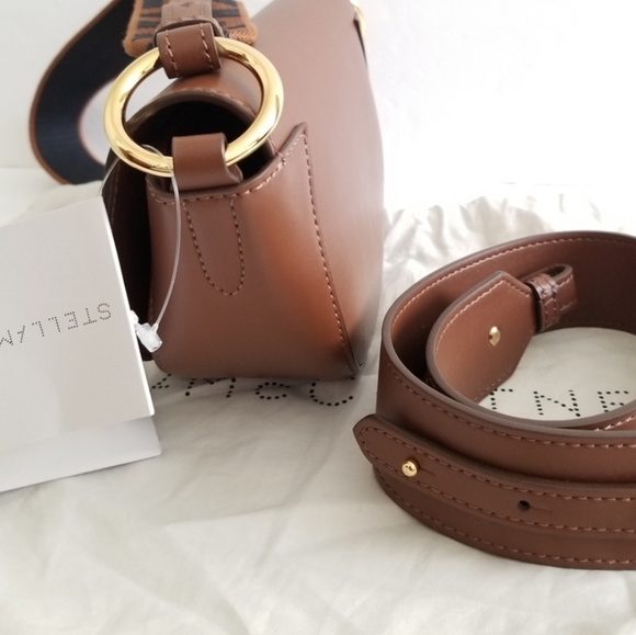 Stella McCartney Brown Logo Saddle Flap Shoulder Bag - Picture 5 of 12